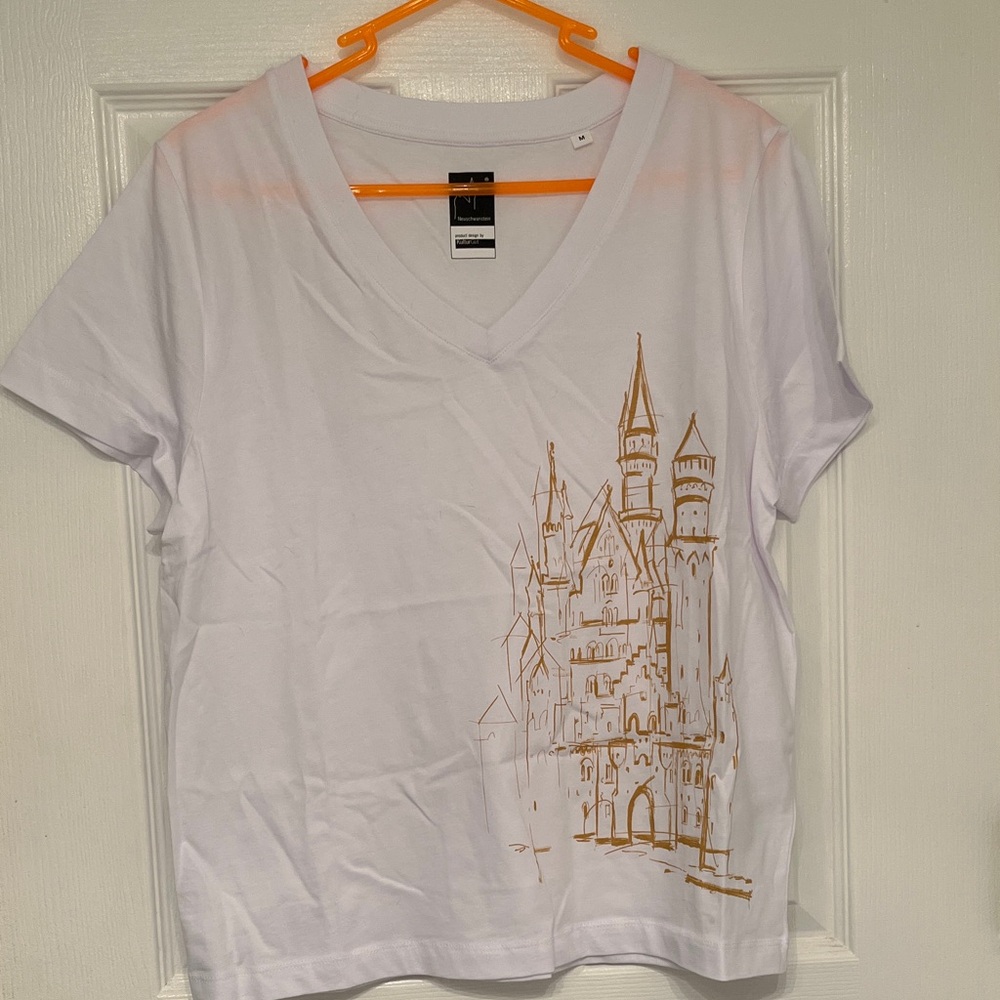 White T-Shirt with Gold Neuschwanstein Castle Design